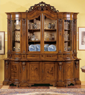 Vitrinen Massive Holz Glas Schrank Echtholz Vitrine Wohnzimmer Möbel Anrichte