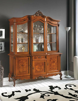 Vitrinen Glas Schrank Vitrine Wohnzimmer Holz Anrichte Italienische Möbel Regal