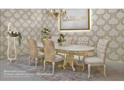 Italienische Möbel Massivholz Esszimmer 6x Stühle Lehn Stuhl Gruppe Garnitur