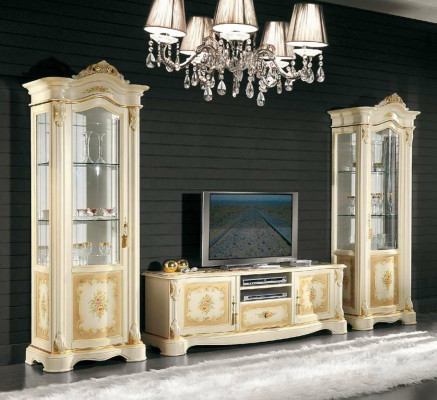 Wohnzimmer 2x Vitrine Wohnwand Schränke Design tv Vitrinen Set 3tlg Schrank Neu