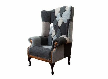 Chesterfield Ohrensessel Sessel 1 Sitzer Sofa Couch Polster Textil Neu