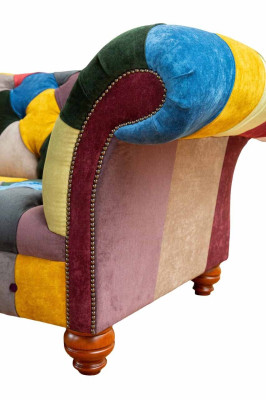 Sofa 2 Sitzer Chesterfield Textil Couch Polster Design Luxus Mehrfarbig