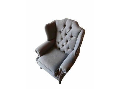 Sessel Ohrensessel Stoff Grau Wohnzimmer Polyester 1 Sitzer Modern Neu