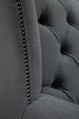Grau Ohrensessel Sessel Design Polster Sofa Couch Chesterfield Textil Neu