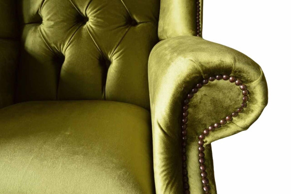 Ohrensessel Chesterfield Sofa Couch Polster 1 Sitzer Sessel Textil Neu