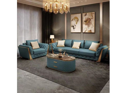 Sofa 3 Sitzer Wohnlandschaft Sofas Couch Polster Garnitur Stoff Modern Leder