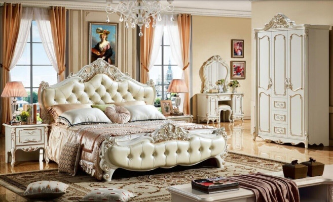 Chesterfield Schlafzimmer Bett Design Betten Luxus Möbel 3tlg. Nachttisch