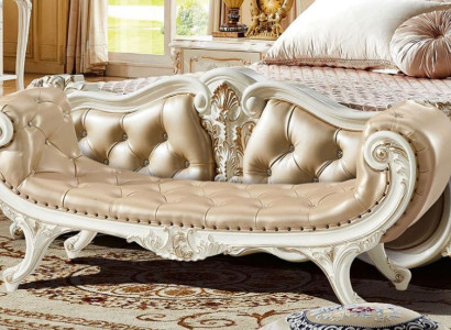 Bank Schlafzimmer Chaiselounge Hocker Ottomane Chesterfield Leder Neu