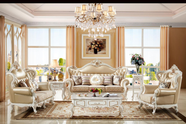 Sofa 2 Sitzer Beige Luxus Leder Wohnzimmer Klassische Design Sofa Elegantes