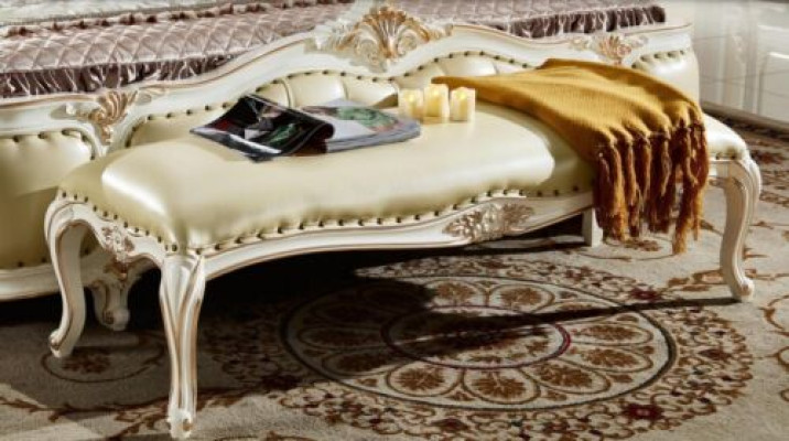 Fußhocker Bank Schlafzimmer Bänke gepolsterte Sitzbank Möbel Barock