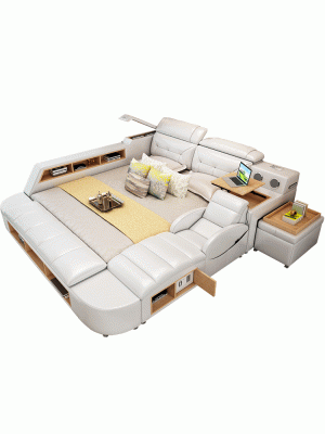 Multifunktion 180x200 Leder Bettgestell Design Leder Bett Betten Polster