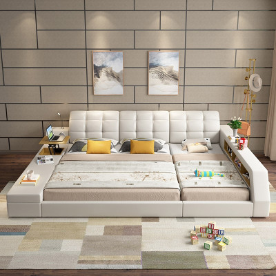 Design Leder Betten Hotel Doppel Ablage Regal 180x200 Multifunktions