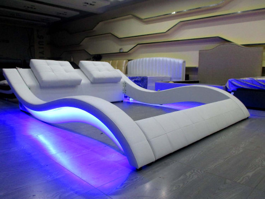 Luxus Bett Design Betten Digital LED Schlafzimmer Möbel Leder Doppel