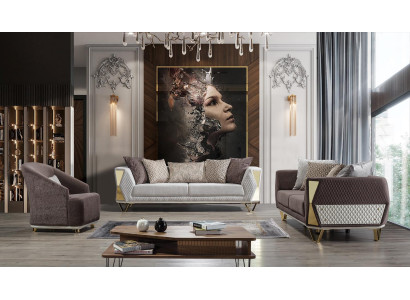 Garnitur Sofagarnitur 3+3+1 Sitzer Sofa Sessel Sofas Modern Braune neu