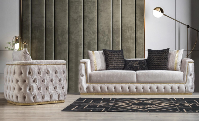 Dreisitzer Luxus Sofa 3 Sitzer Sofas Sitz Design Couch Möbel Neu Beige