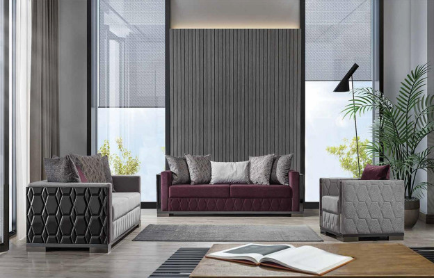 Luxus Sofagarnitur 3+3+1 Sitzer Gruppe Sofa Sitzer Wohnzimmer Sofas