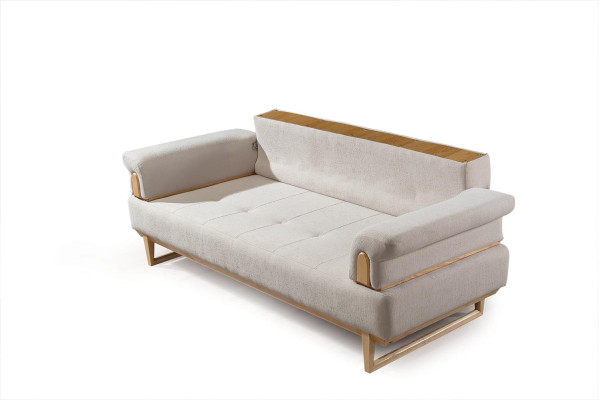 Modern Sofagarnitur 3+3+1 Sitzer Garnitur Set Sofas Sessel Holz mit Textil