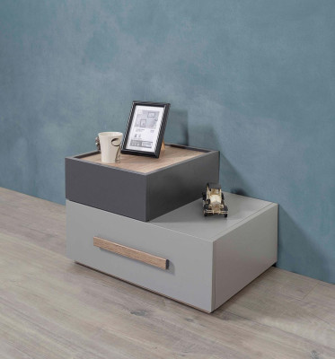 Jugendzimmer Set Grau Bett Nachttisch Kleiderschrank Design Neu 4tlg.
