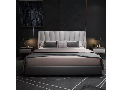 Luxus Doppel Hotel Betten 180x200cm Schlaf Zimmer Grau Leder Bett