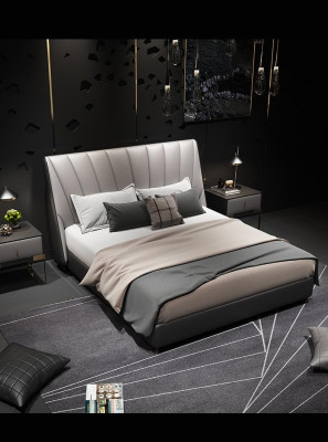 Luxus Doppel Hotel Betten 180x200cm Schlaf Zimmer Grau Leder Bett