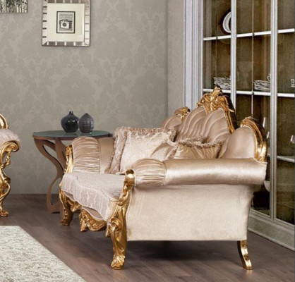 Set Dreibettsofa Sofagarnitur 3+3 Sitzer Garnitur Sofa Sofas Stoff Stil Barock