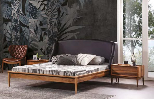 Luxus Holz Set Schlafzimmer Möbel Modernes Bett 2x Nachttische Kommode