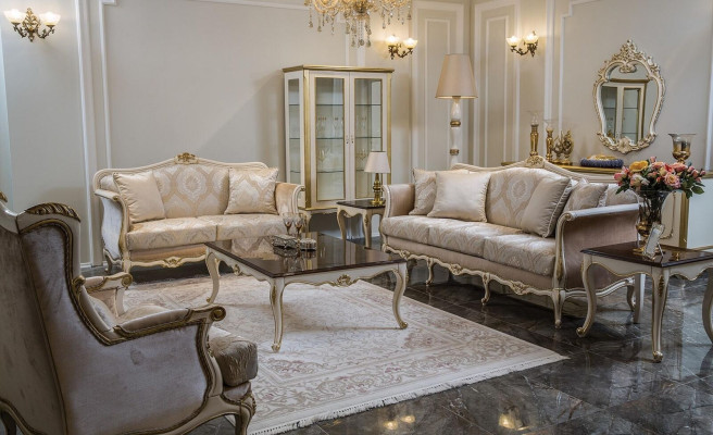 Sofagarnitur 3+2+1 Sitzer Couchtisch Beistelltisch Sofa Sessel Vitrine