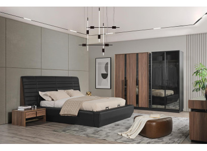 Schlafzimmer Set Bett 2xNachttische Kleiderschrank 4tlg Design Luxus neu