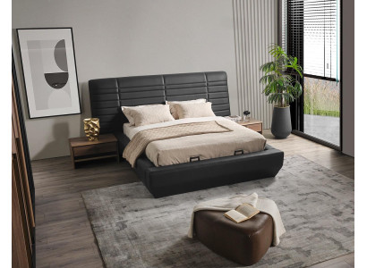 Schlafzimmer Set Bett 2x Nachttische schwarz Luxus neu 3tlg Design Holz