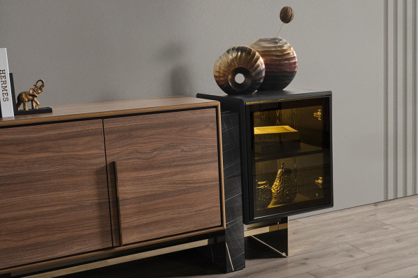 Esszimmer Set Essgruppe Esstisch Sideboard-mit-Spiegel Modernen 8tlg