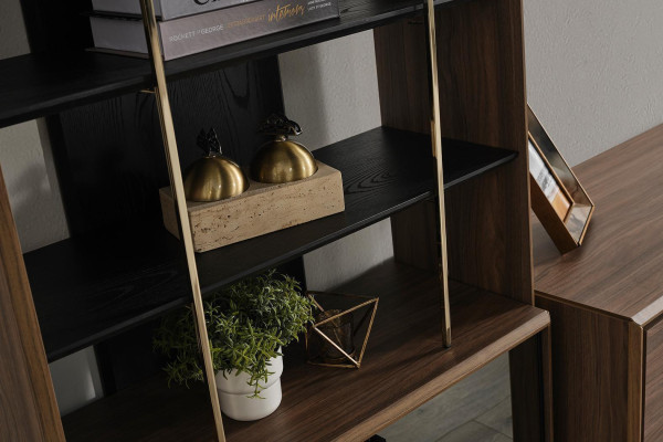 Wohnzimmer Wohnwand TV-Ständer Vitrine Bücherregal Holz Möbel Modern