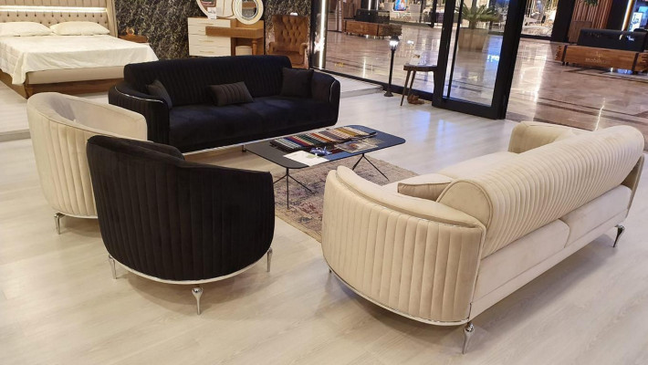 Bunte Sofagarnitur Weiß Sofa Couch Sitz Polster Garnitur 4tlg. Set 3311 Sitzer
