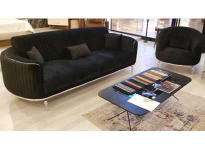 Sofagarnitur Wohnzimmer Sofagarnitur 3+1 Sitzer Modern Schwarz Sofa Set
