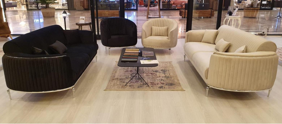 Sofa Set 331 Sitzer Luxus Modern Set Wohnzimmer Möbel Textil Sofagarnitur