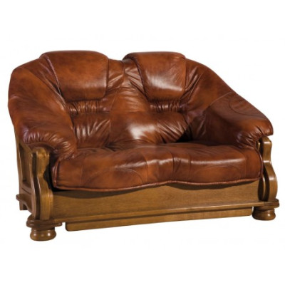 Klassische Sofagarnitur Couch Polster Sitz Garnitur Sofa Leder Holz 3+2+2 Set