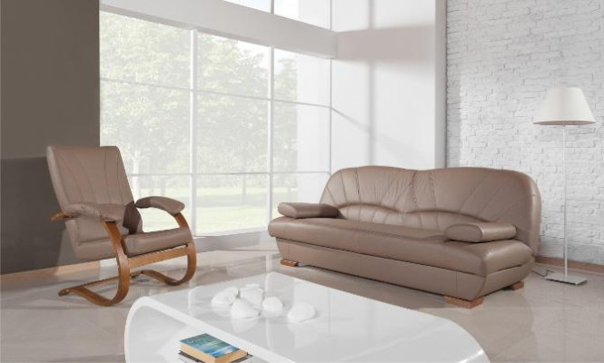 Design Sofa Echtleder Sofagarnitur 3+1 Sitz Modernes Couch Polster