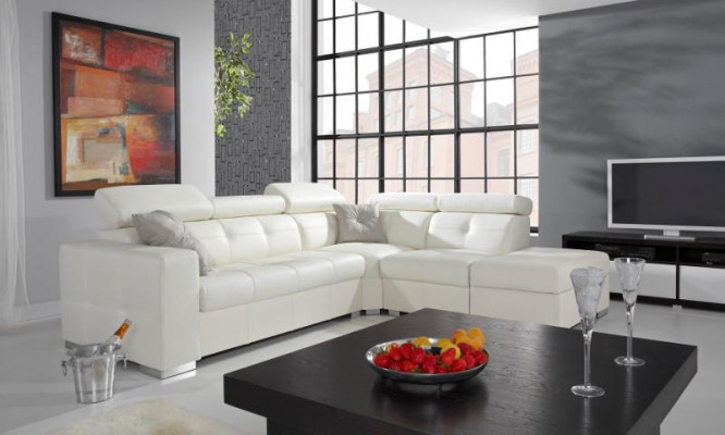 Design Ecksofa Wohnlandschaft Polster Eck 100% Leder Sofa Couch Sitz