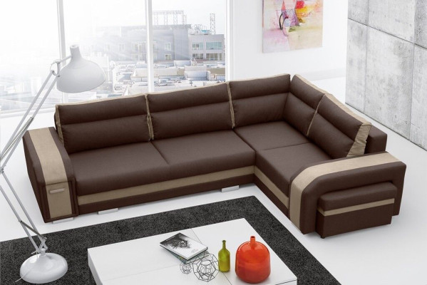 Sofa Schlafsofa Designer Sofa mit Bettfunktion + Bettkasten Ecksofa Couch (Neu)