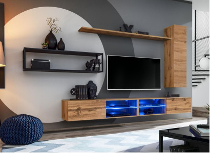 Braun Luxus Neu Wohnwand Set Wohnzimmermöbel Einrichtung Wandschrank Wand Regal