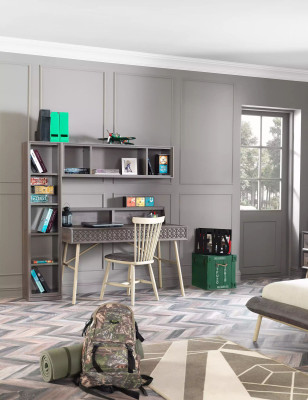 Komplete Jugendbett Kindermöbel Kinderzimmer Bett Holz Grau Set 5tlg