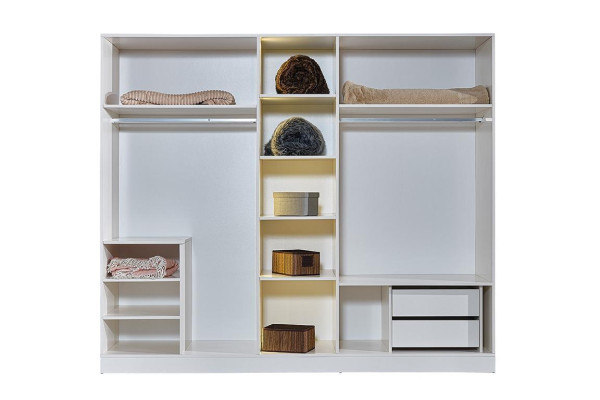 Moderner Weißer Kleiderschrank Schlafzimmer 4-türiger Holz Schrank Möbel
