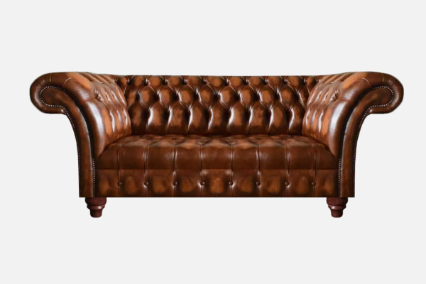 Edle Chesterfield Couchen Braune Wohnzimmer Leder Sitzcouch Textilsofa