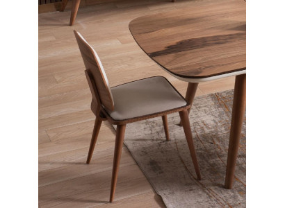 Esszimmerstuhl Stuhl Küchenstuhl Sessel Sitzer Stoff Modern Braun Holz