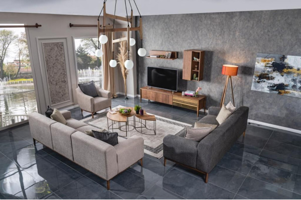 Komplette Couchgarnitur Sofagatnitur Sofa 4+3+1 Sitzer Sessel Gruppe Stoff Luxus