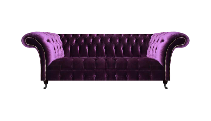 Komplette Lila Chesterfield Sitzmöbel Wohnzimmer Designer Textilsofas