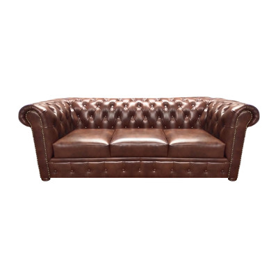 Ledersofa Sofa Dreisitze Braun Couch Einrichtung Polstermöbel Chesterfield