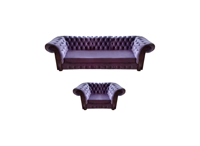 Lila Wohnzimmer Komplett Modern Chesterfield Sofa Dreisitze Couch Sessel Neu