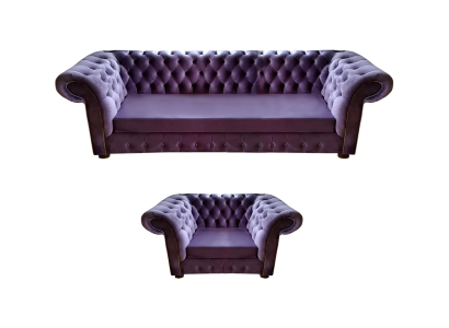 Lila Wohnzimmer Komplett Modern Chesterfield Sofa Dreisitze Couch Sessel Neu