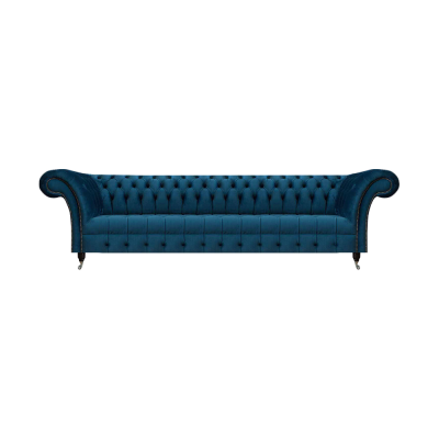 Luxuriöses Blaues Chesterfield Sofa Polstercouch Designer Textil Sofa