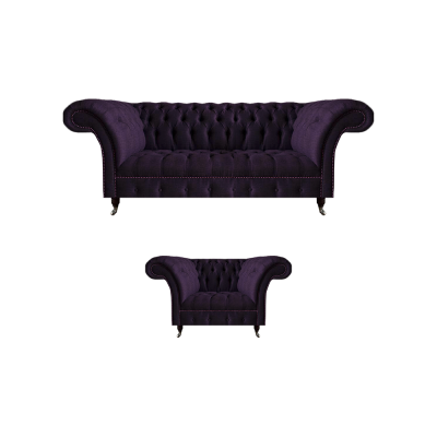 Luxus Designer Lila Garnitur Einrichtung Dreisitze Sofa Neu Sessel Chesterfield